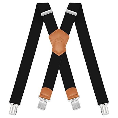 Dresime Bretelle da Uomo per pantaloni con 4 clip forti 4 cm di larghezza, per Uomini e Donne Grandi e alti Larghezza Regolabile di Elastiche e Forma a X Elastica