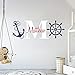 Custom Name & Initial Rudder & Anchor - Nautical Theme - Baby Boy - Wall Decal Nursery for Home Bedroom Children (AM) (Wide 40