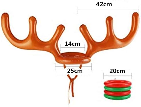 Christmas Party Reindeer Toss Games,2Set Inflatable Reindeer Antler Hat Game with 8 Rings,Fun Secret Santa Gifts Christmas Hoopla Crackers Eve Box Fillers for Kids Adults Xmas Family Party Fun Games