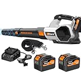 Sihuird Leaf Blower Cordless, 765CFM Electric Leaf Blowers with 2 x 7.8Ah Batteries and Charger, 3- Speed & Turbo Mode, Equipped with LED Lighting, 1 x Shoulder Strap, Blowers for Lawn Care - SL9501