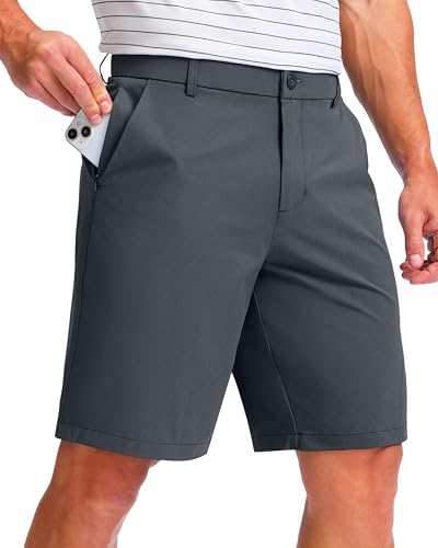 G Gradual - Mens Golf Shorts 9" Inseam - Lightweight Water Resistant Hybrid Shorts with 5 Pockets, Iron Grey (18% Off Amazon Deal)