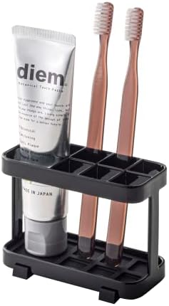 YAMAZAKI home 6803 Toothbrush and Toothpaste Holder for Bathroom Countertop, One Size, Black