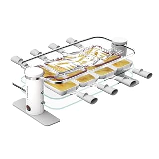LAGRANGE Appareil à raclette 8 personnes, Poêlons céramique (formule sans PFAS), 1000 W, Plateaux verre, plateau supérieur démontable, Repose poêlons intégré, Design épuré, Bouton marche/arrêt, 079822