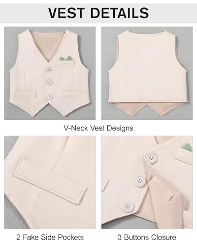 Image of YALLET Baby Boy Clothes Suit 0-24 Months Infant Gentleman Outfits Formal Dress Shirt+Bowtie+Vest+Pants Set Baby Wedding Suits