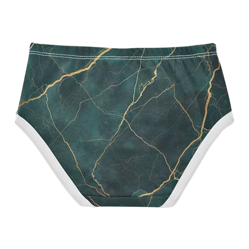 Teal Marble Texture Gold Vein Panties for Girl Toddler Underwear Floral Cotton Pattern Kids Briefs Undies 2t2