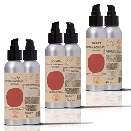 NUURA Crema Solar Mineral 50 FPS - Emulsión Corporal 125 ml - Protector Solar Mineral para Toda la Familia - Ideal para Viaje [Pack de 3]