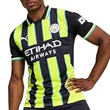 PUMA Mens Manchester City F.C. Away Collared Short Sleeve Replica Jersey Casual - Blue - Size L