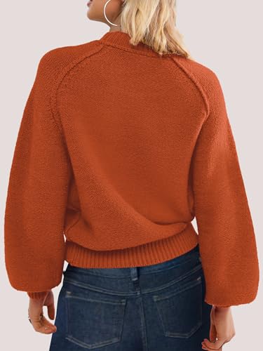 Image of SuperPrity Sweaters for Women Fall 2024 Mock Neck Long Sleeve Knit Oversized Cropped Pullover Sweaters Top Trendy Outfits