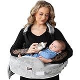 Nursing Pillow for Standing/Sitting Use- Springy Memory Foam for Support & Comfort, Large Breast Feeding Pillow - Safety Fence, Adjustable Waist Belt and Support Backrest, Removable Cover with Pocket