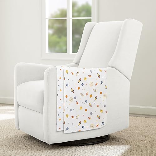 Image of Delta Children 100% Cotton Flannel Baby Receiving Blankets for Girls and Boys - 30x30 Inches (Pack of 2), Space Exploration