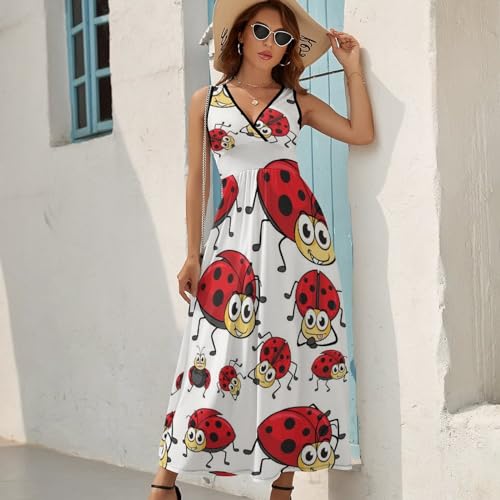Robe maxi col V sans manches style décontracté chic - 2