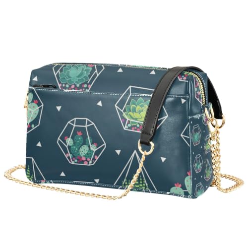 Sac à bandoulière en cuir synthétique chic motif cactus pour femme
