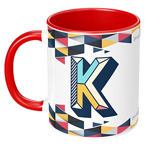 Image of 3D Colorful Alphabet Letter K Printed Coffee Mug for Girls Boys Friends Love Kids Best Gift for Birthday Anniversary Initial Letter K (Ceramic Tea Coffee Mug-350ml) - ABV3TM2 112