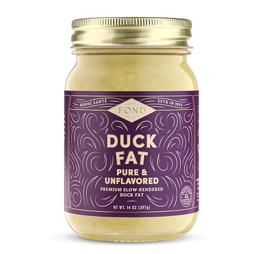 FOND Regenerative Pure Duck Fat for Cooking - 14oz Pure & Unflavored Rendered Duck Fat, High Smoke Point Oil for Searing, Roasting, Sautéing - Keto & Paleo Friendly, Neutral Buttery Flavor & Non-GMO