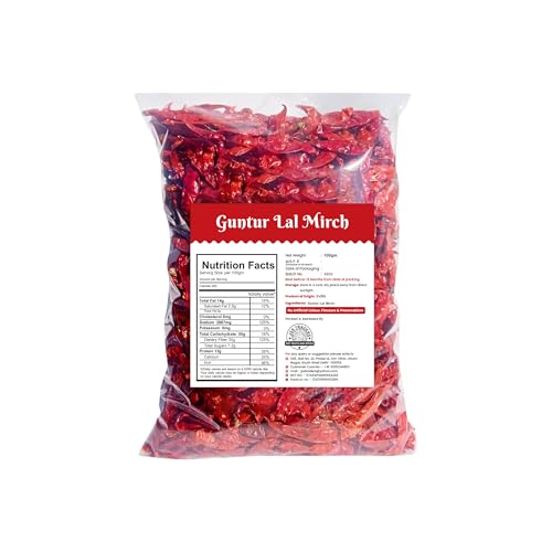 Image of Avlokan Guntur Stemless Red Chilli - 100% Natural, Hot & Spicy Dried Red Chilli | Guntur Sabut Lal Mirch (Guntur Stemless Red Chilli, 500 grams)