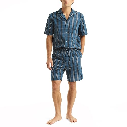 Nautica Bermuda masculina de popelina xadrez feita de forma sustentável, Azul (alforte), GG