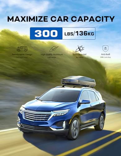 Image of Wonderdriver 300lbs Lockable Roof Rack Cross Bars Compatible with 2018-2024 Chevy Chevrolet Equinox & 2018-2024 GMC Terrain,Heavy Duty Aluminum Roof Rails Crossbars Rooftop Cargo Canoe Black Luggage