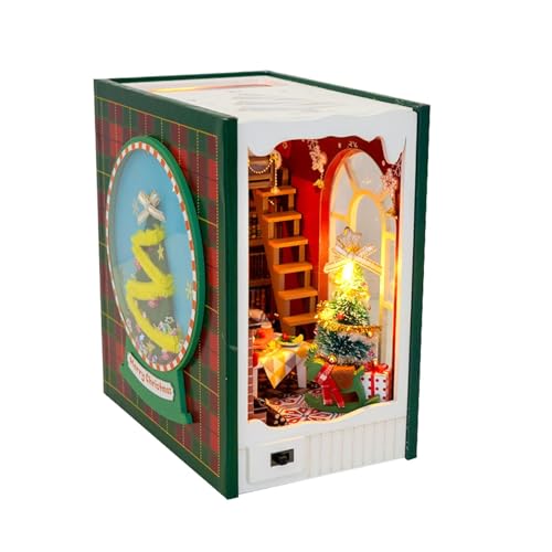Book Nook Insert en Bois avec Lumière pour Bibliothèque Créative
