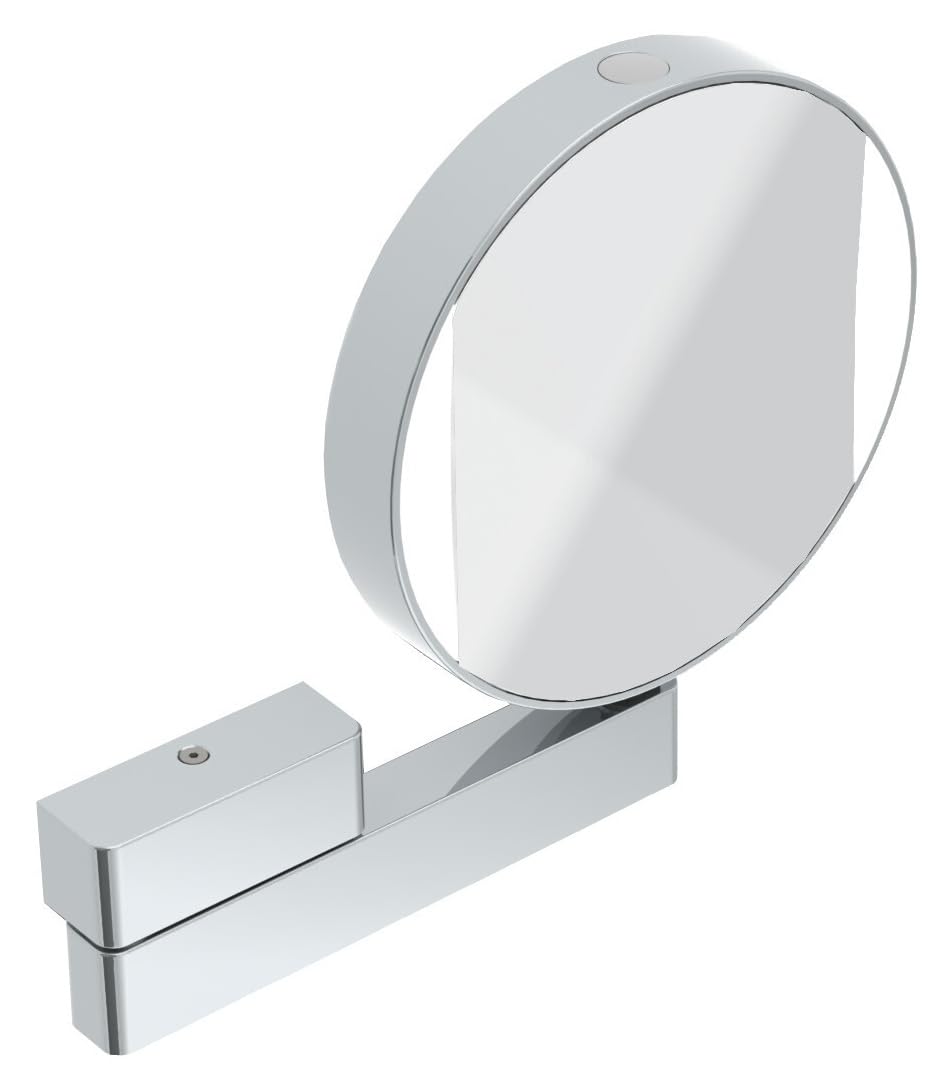 Emco Universal LED Kosmetik- und Rasierspiegel am Flexarm, runder Kosmetikspiegel mit Beleuchtung zur Wandmontage, Vergrößerungsspiegel (3-/7-fach) mit Einstellbarer Farbtemperatur, Chrom