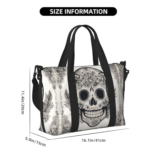 Travel Duffle Bag Weekender Bag Carry On Tote Bag Sport Gym Bag for Women Men Mexican Skull Print4