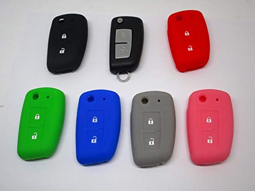 Key Shell Cover Compatible with Nissan Juke Qashqai Note Micra Silicone 2 Buttons Soft Case Protection Remote Control Car 7 Colours (Blue) - Image 3