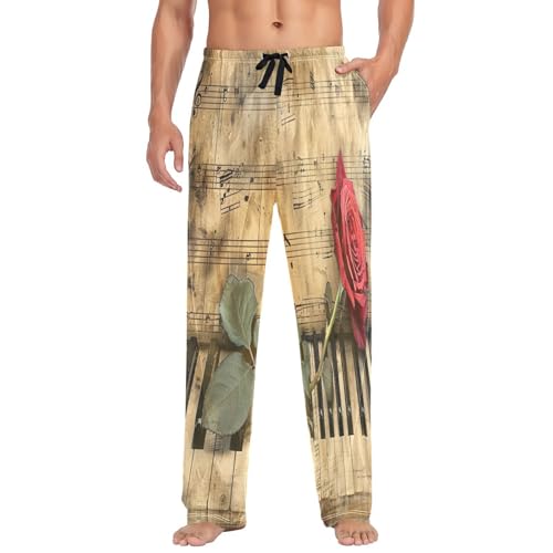 Pantalon de pyjama homme musique vintage XL en coton doux avec poches et cordon
