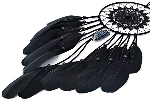 Urdeoms Dream Catcher Black Handmade Dream Catchers with Multicolor Magic Stone Pendant Dia 5.9"(NO.16) - Thumbnail 2