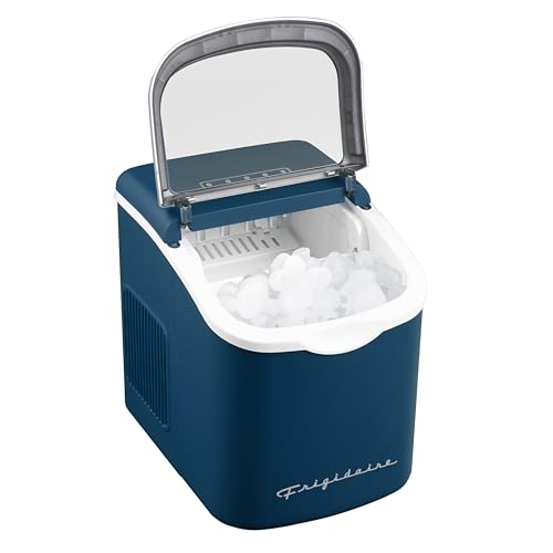 Image of FRIGIDAIRE Retro Compact Ice Maker Machine, Bullet Ice, 26 lb per Day (Blue)
