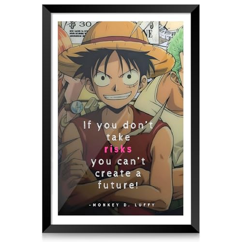 Image of ArtLyft Demon Slayer Anime Wall Frame A4 | Rengoku Quote Poster Frame | Motivational tanjiro - renguko Wall Art | Otaku Room Decor | Anim Lover Gift (Luffy)