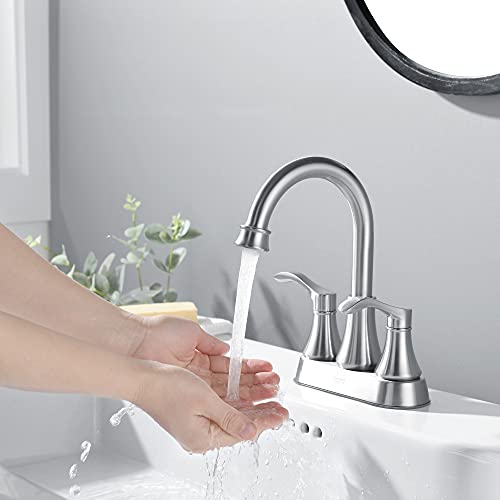 Amazing Force Bathroom Sink Faucet 2 Handles, Stainless Steel Sink Faucet, Bathroom Faucet With 2 Free Hoses , Brushed Nickel 1.2 Gpm #TOP3