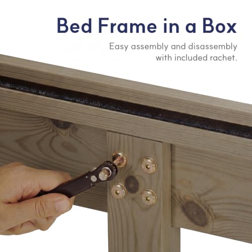 Image of LIFEMENT Full Bed Frame Classic Wood Platform, Noise Free, Under Bed Storage, No Box Spring Needed, Easy Assembly, Gray