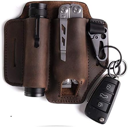 Multitool Sheath For Belt, EDC Leather Sheath,Brown Jamaica - View #8