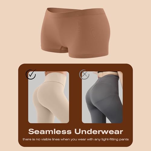 Image of R RUXIA Women's Boyshorts Underwear Seamless Boy Shorts Panties Soft Stretch Boxer Briefs 5 Packs(Regular & Plus Size)
