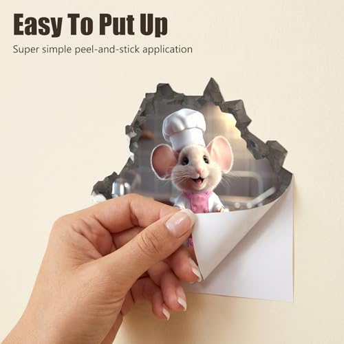 Set de 6 adhesivos 3D de ratones para pared miniatura 7