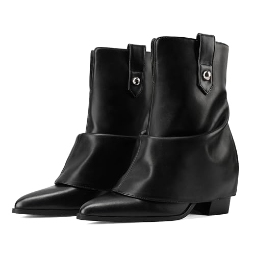 Women's Silver Folded Ankle Boots Pointed Toe Chunky Heel Metallic Booties for Nightclub Party Streetwear and Concert Looks