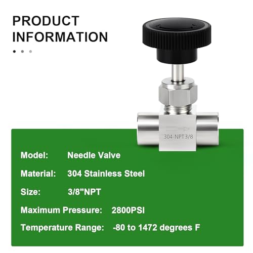 TAISHER 1PCS 304 Stainless Steel Straight Needle Valve 3/8" Female NPT For Flow Control Water Gas Oil With Nipple by TAISHER - Image 4