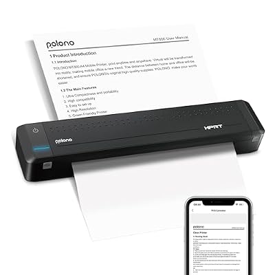 POLONO Portable Printer, MT800 2.0 Thermal Printer, Support 8.5 X 11 US Letter, Compatible with Android and iOS, Mobile Thermal Transfer Printer for Travel, Mobile Office and Home, Count