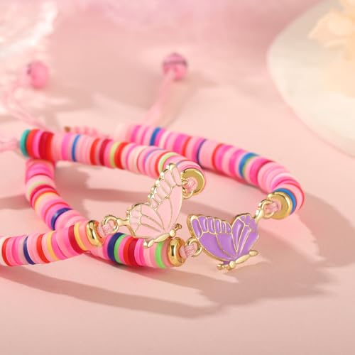 2Pcs First Day of School Kindergarten Preschool Bracelets for Mommy and Me, Matching Butterfly Bracelets for Mother Daughter3