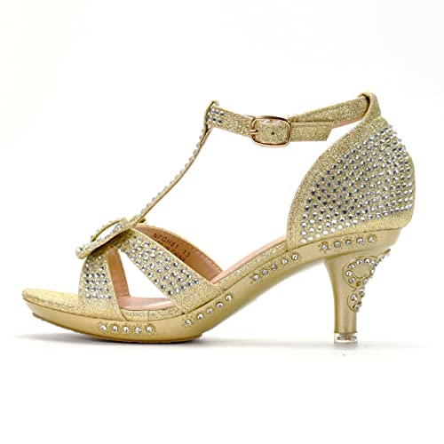 Nova Utopia Toddler Little Girls Low Medium Heel Dress Sandal Flower Girl Shoes (size 9-4)3