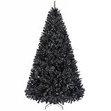 Yaheetech 6ft Black Artificial Christmas Pine Tree Seasonal Holiday Carnival Home Party Decoration for Home, Office, Party Decoration Indoor Outdoor with 818 Branch Tips and Foldable Stand