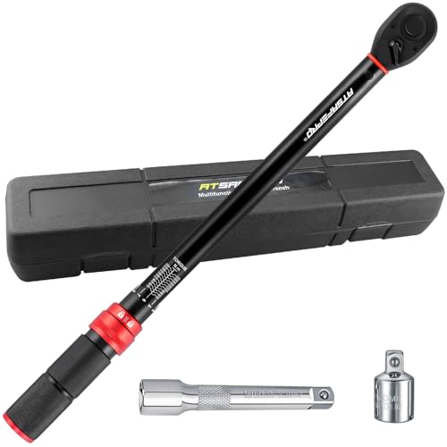 ATsafepro 1/2 Drive Torque Wrench Set Car Wheel Torque Wrench 20-230 Nm with 3/8 Adapter Dual-Direction Adjustable 72 Tooth for Cars Motorcycle Truck 3% Accuracy