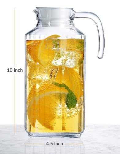Image of Martvia Premium Juice and Water Glass Pitcher jug with Lid 2 Liter Romantic Style jugs with Handle Pitcher for Serve Water, Milk Juice, Lassi, Cocktail, Ideal for Gift Beverage Carafes (NP - 24)
