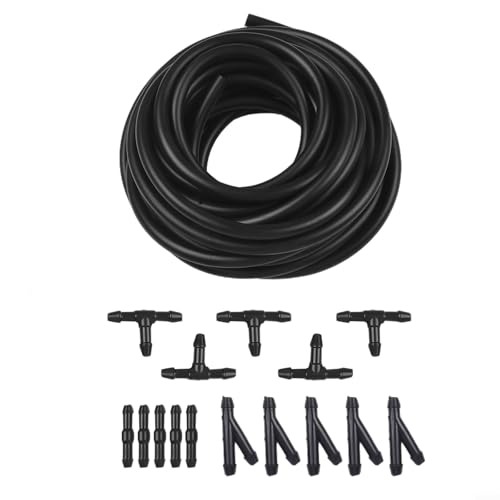 Yhenlovtt Kit de manguera de limpiaparabrisas de 6 m con 15 conectores para coche y camión, repuesto de tubo de fluido