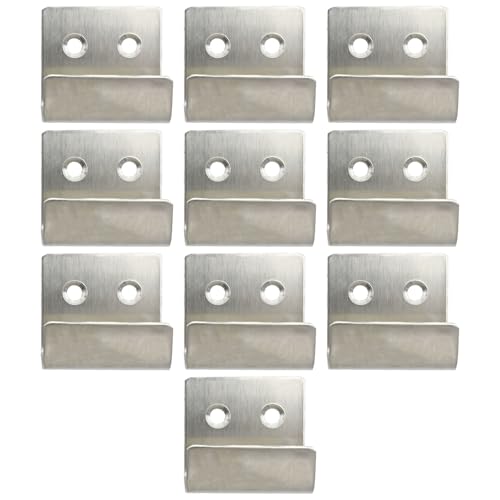 Image of 10PCS Wall Mounted Hook Fastener, Silver Stainless Steel Tile Wall Display Clip, Heavy Duty Flat J-Shaped Hook Hanger, Thicken Tile Hanger for Wall Display (Inner Width 15MM)