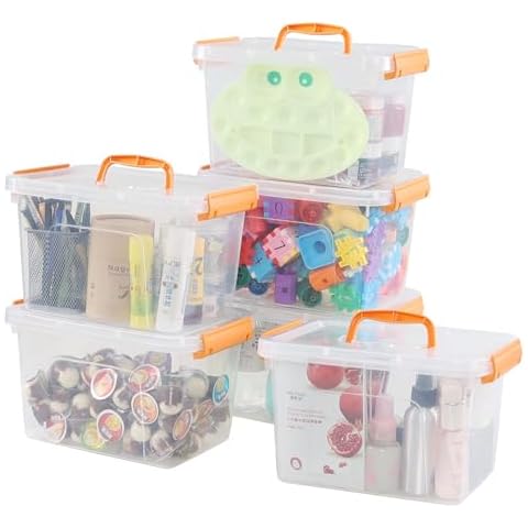 Farmoon 6 Quart Storage Bins with Lids, 6 Pack Storage Boxes Plastic, Clear Cover
