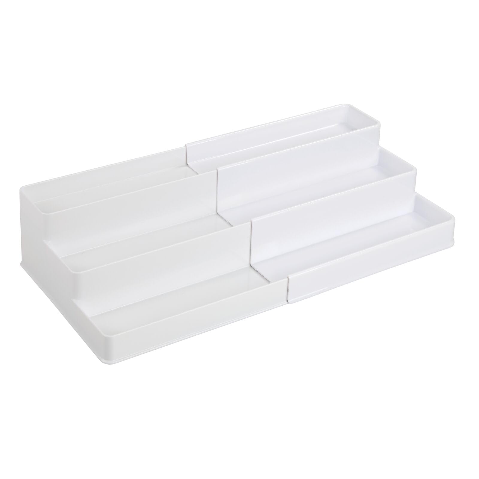 mDesign Plastic Expandable 3-Tier Shelf Rack Organizer - Storage for Bathroom Vanity Cabinet Cupboard Drawer - Holds Medicine