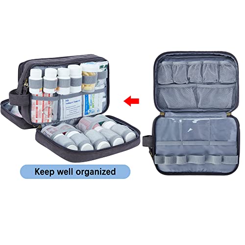 Medicine Organizer,Leudes Medical Bag,Canvas Travel Pill Organizer Bottle Storage,Home First Aid Bag Cases For Medication,Vitamin,Supplements Or Medicine Kit (Medium, Dark Grey) #TOP2