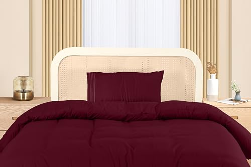 Utopia Bedding Duvet Cover - Single Duvet Cover Set including Embroidered Pillowcase - Soft Microfibre Polyester Bedding (Burgundy) - Image 2
