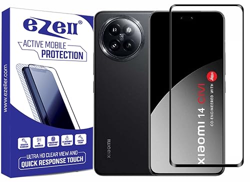 Image of eZell Tempered Glass (Curved) compatible for XIAOMI 14 CIVI, Sensitive touch, Edge to Edge Coverage Full Screen protector with Dry & Wet Wipes