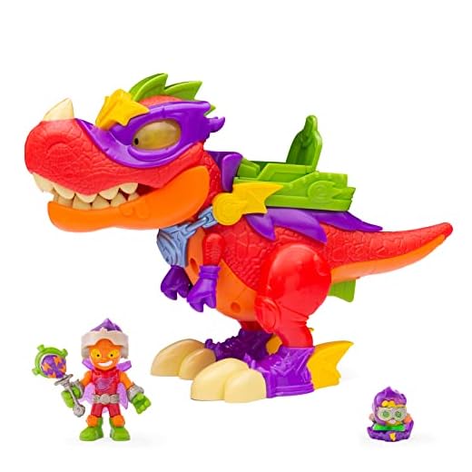 SUPERTHINGS RIVALS OF KABOOM Superdino V-Rex, Dinosaurio articulado Villano con Efectos de luz y Sonido, 1 Kazoom Kid y 1 SuperThing